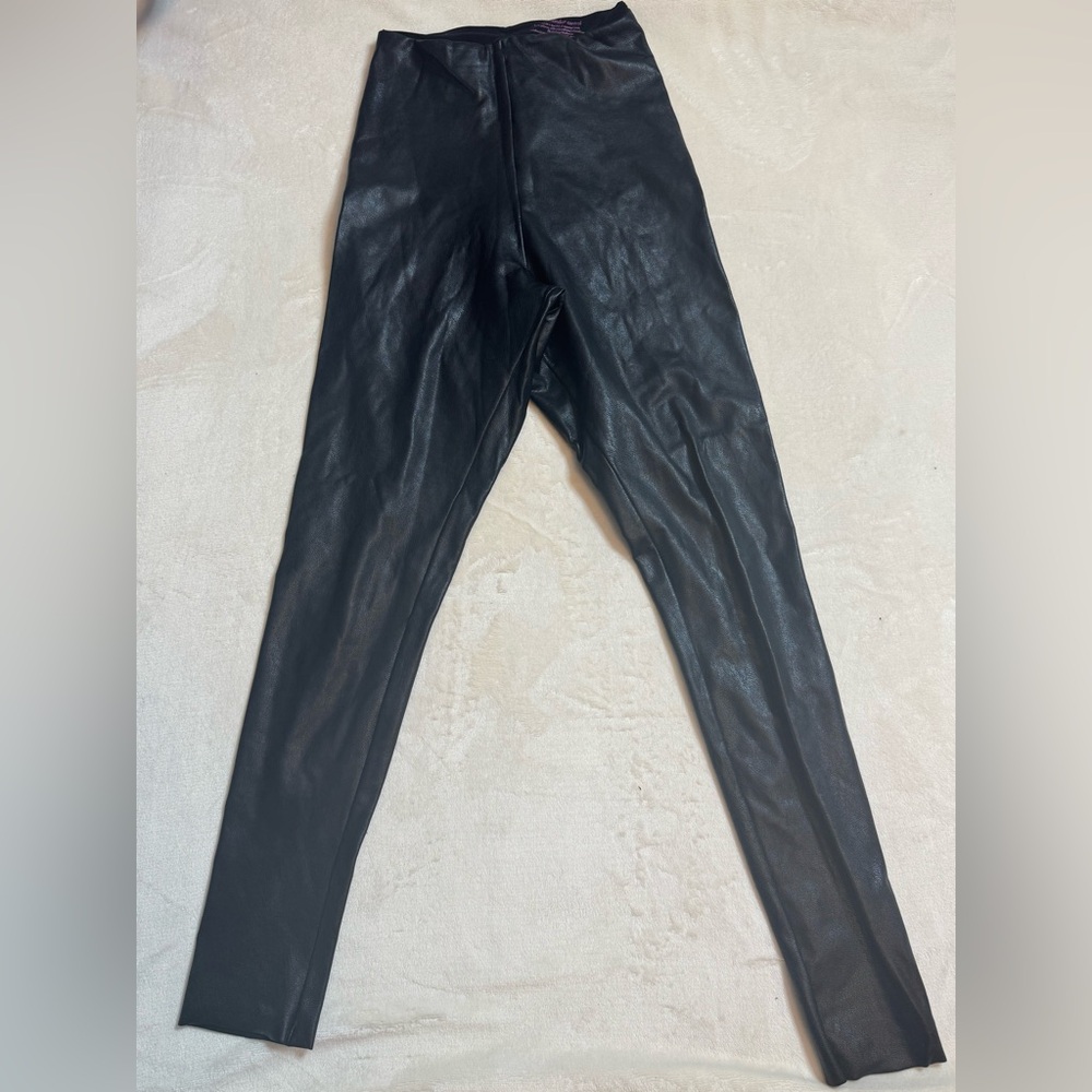 Black Faux Leather Commando Leggings